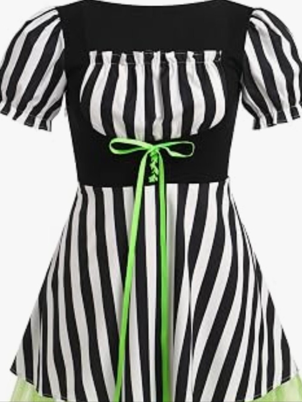 Beetlejuice Goth Striped Dress Cosplay Halloween Costume Lace Up XL